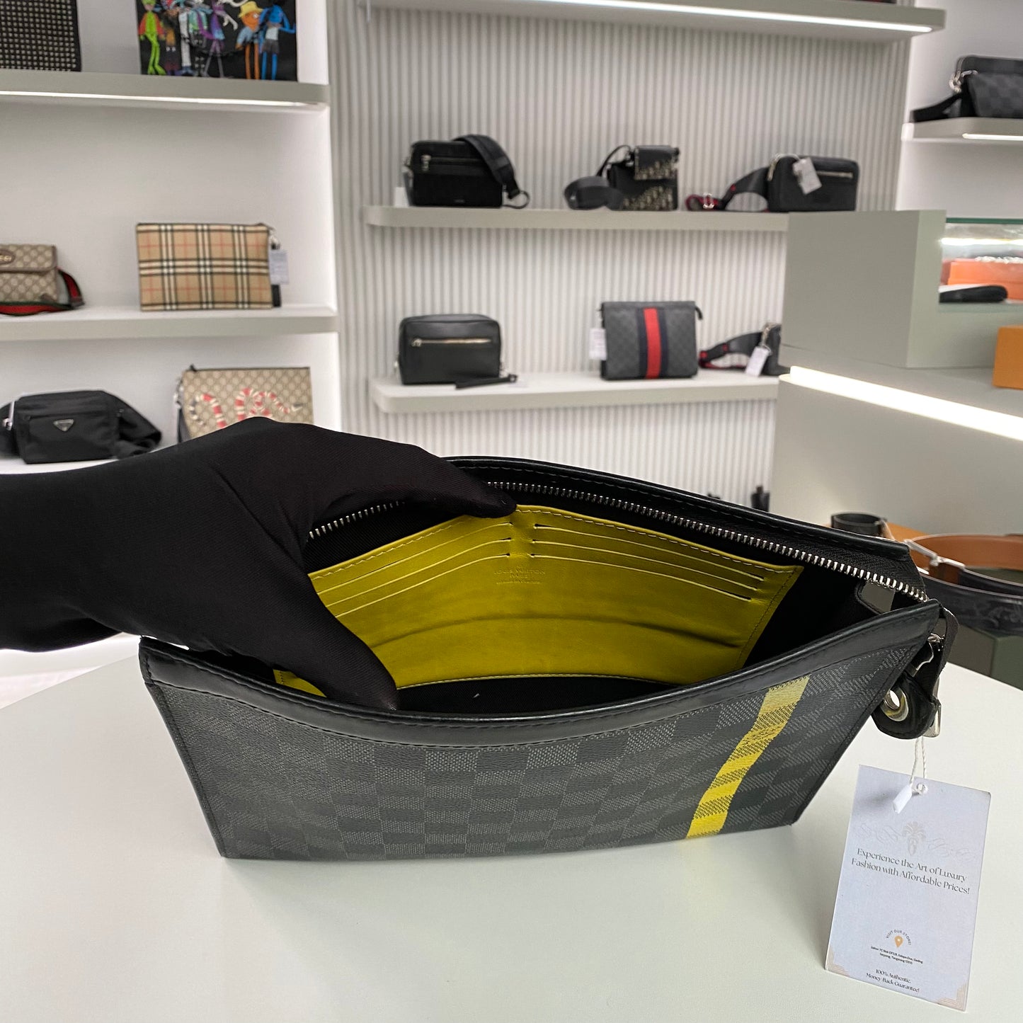 LOUIS VUITTON DAMIER BLACK/YELLOW POCHETTE VOYAGE