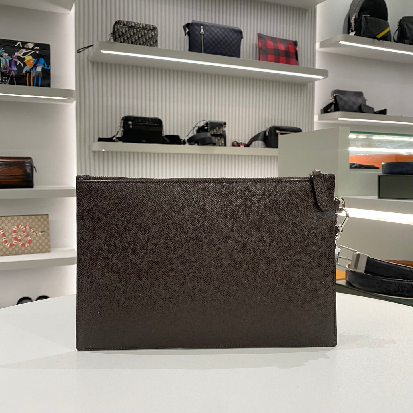 BALLY LOGO POUCH BROWN