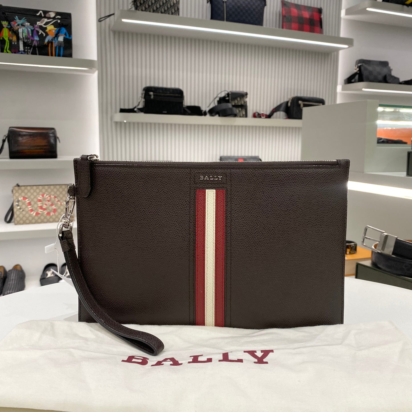 BALLY LOGO POUCH BROWN