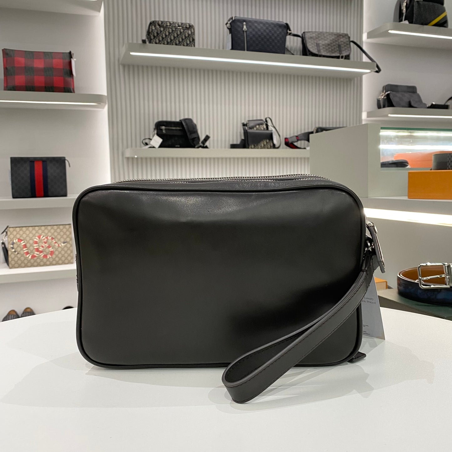 BALLY LOGO POUCH LEATHER BROWN