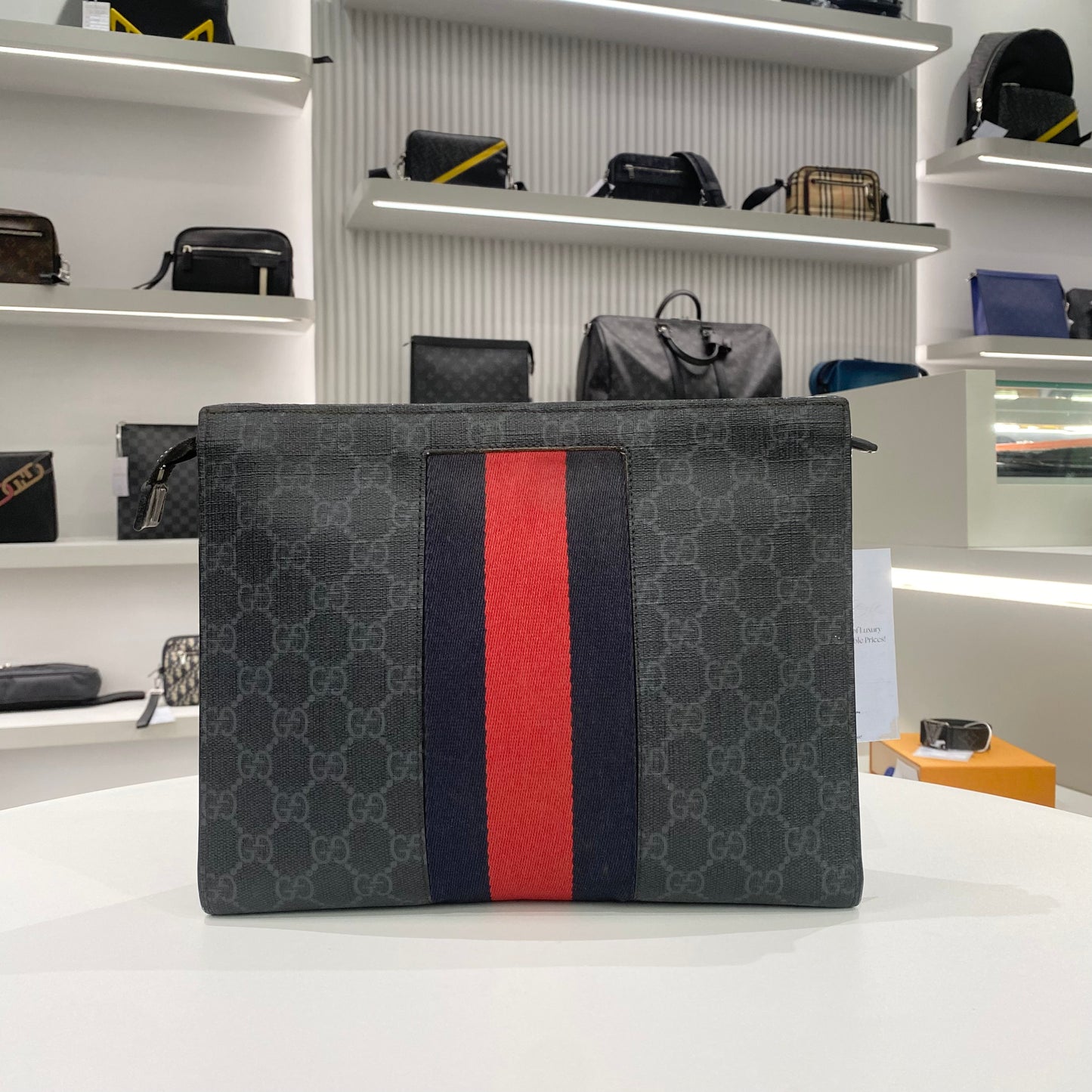 GUCCI GG SUPREME WEB POUCH BLACK