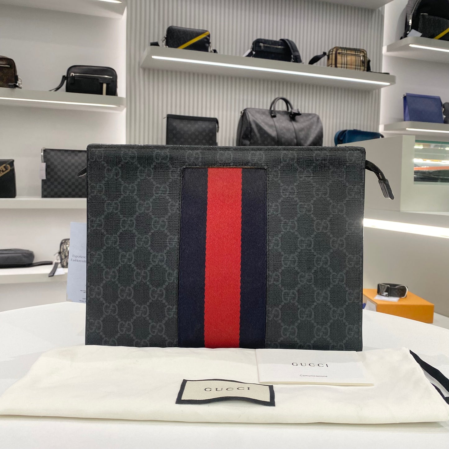 GUCCI GG SUPREME WEB POUCH BLACK