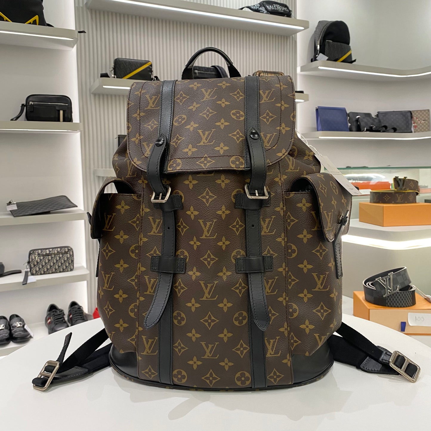 LOUIS VUITTON CHRISTOPER MACASSAR PM BACKPACK BROWN