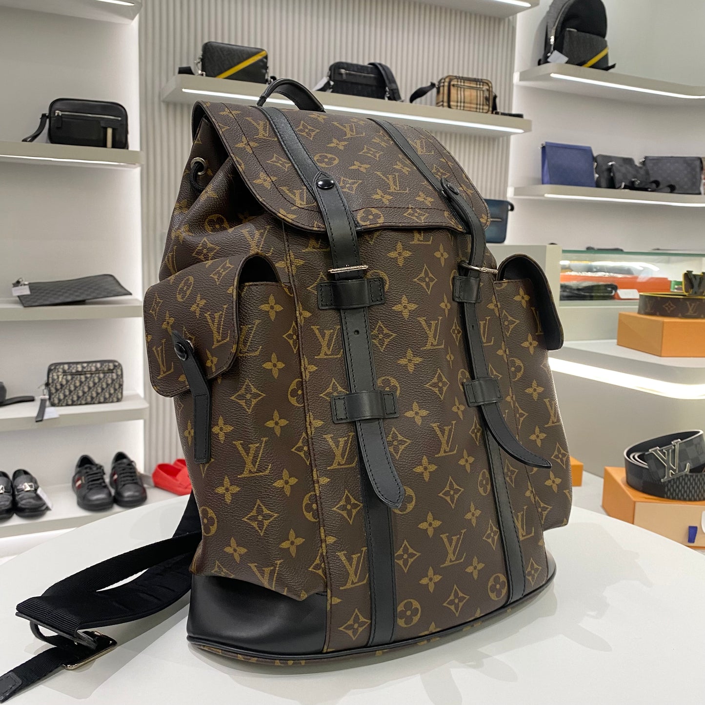 LOUIS VUITTON CHRISTOPER MACASSAR PM BACKPACK BROWN