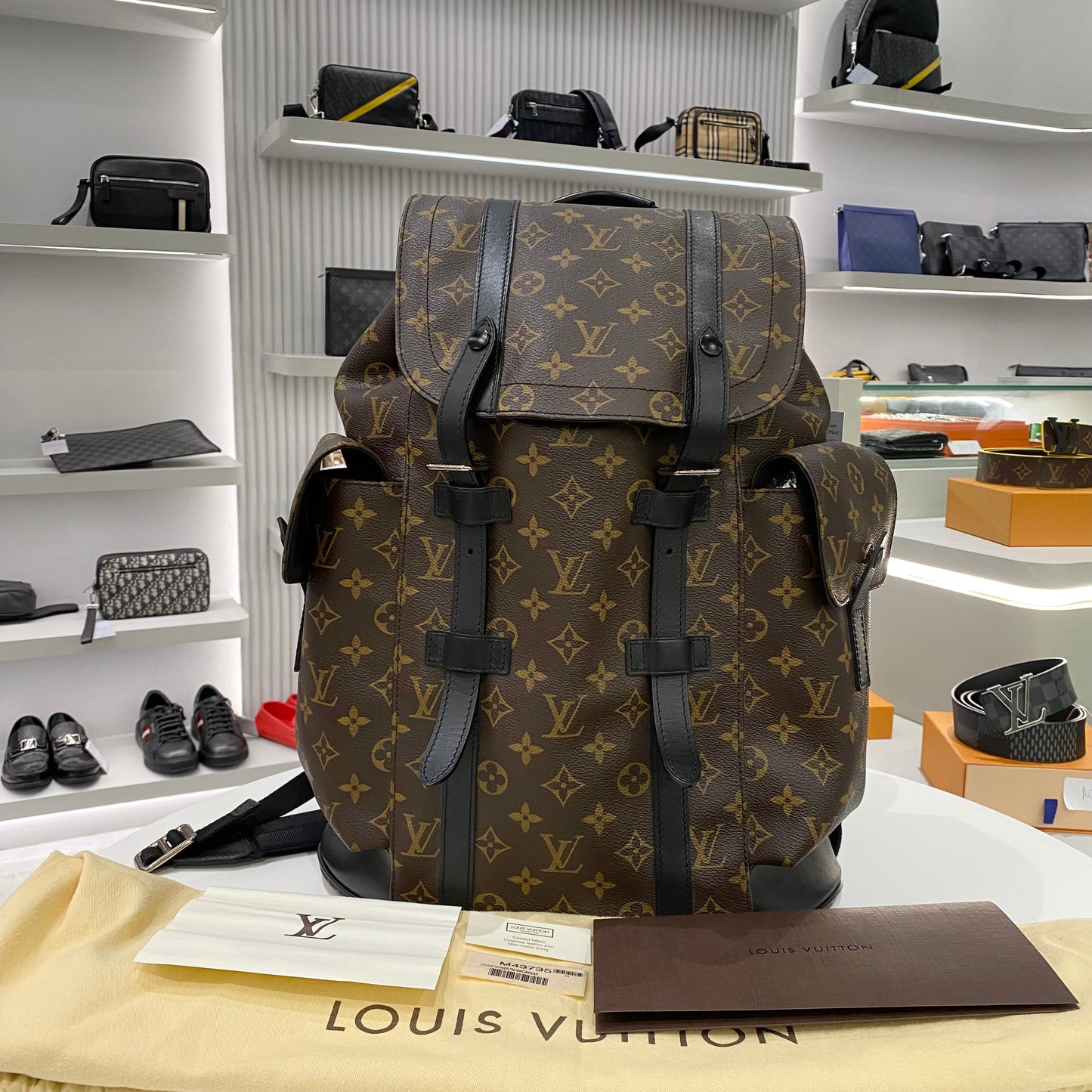 LOUIS VUITTON CHRISTOPER MACASSAR PM BACKPACK BROWN