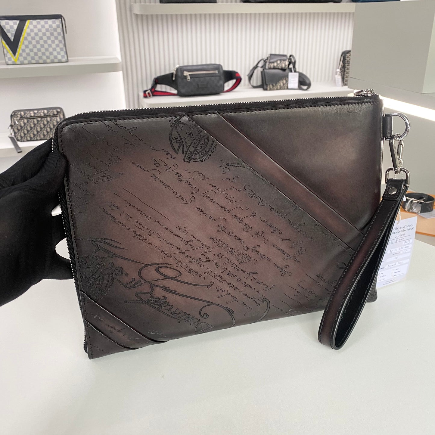 BERLUTI SCRITTO CLUTCH BROWN