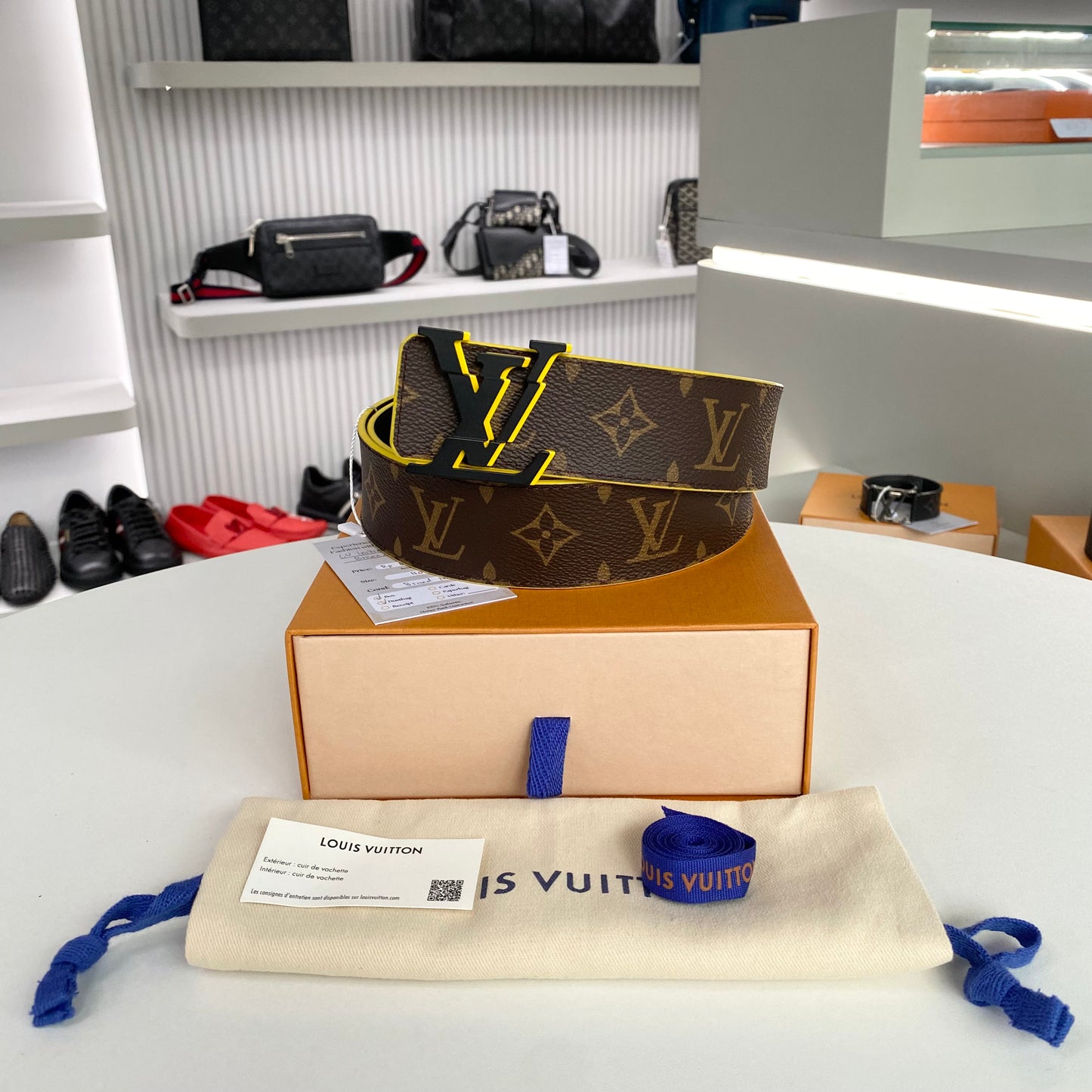 LOUIS VUITTON INITIAL MONOGRAM BELT BROWN/YELLOW