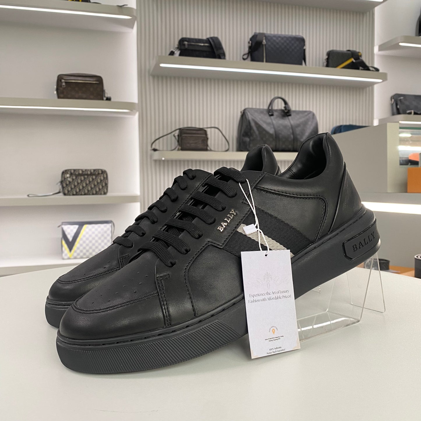 BALLY LOGO SNEAKERS BLACK STRIPES