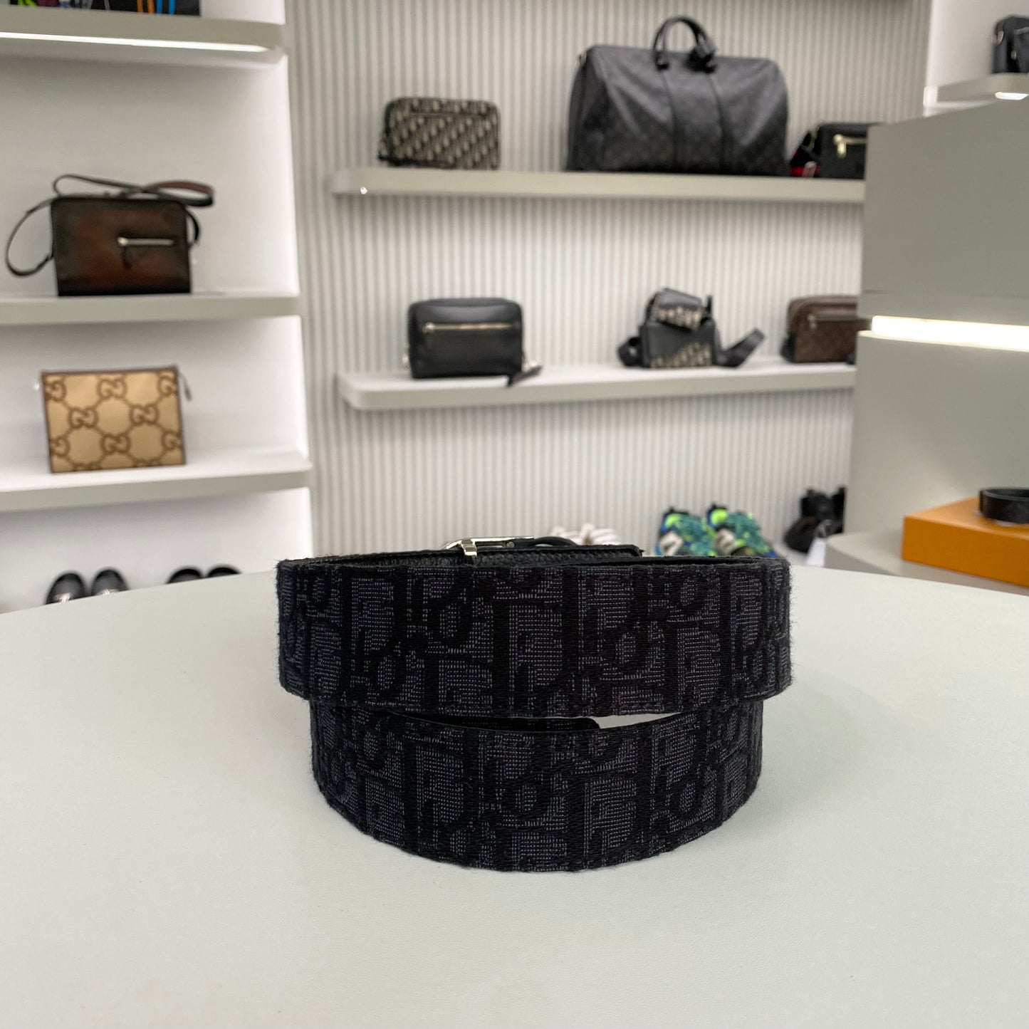 DIOR OBLIQUE JACQUARD BELT BLACK