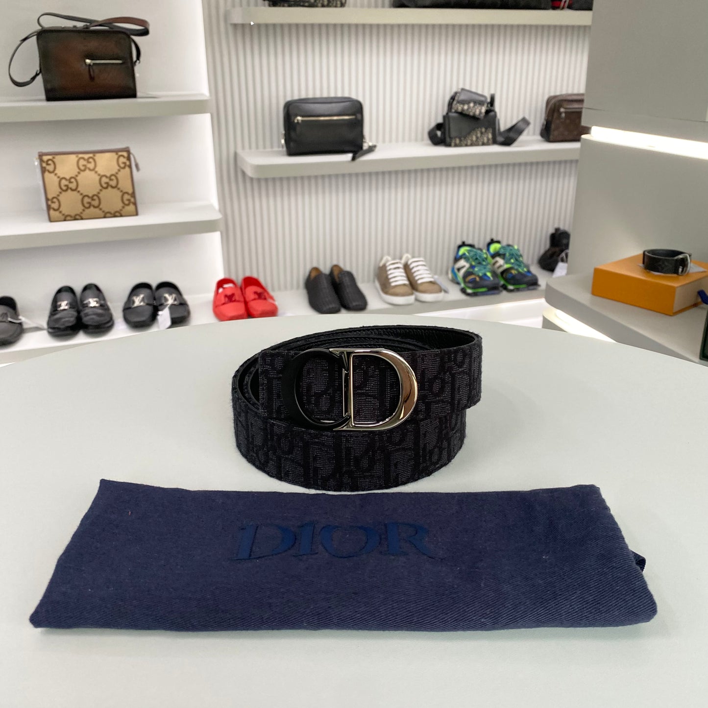 DIOR OBLIQUE JACQUARD BELT BLACK