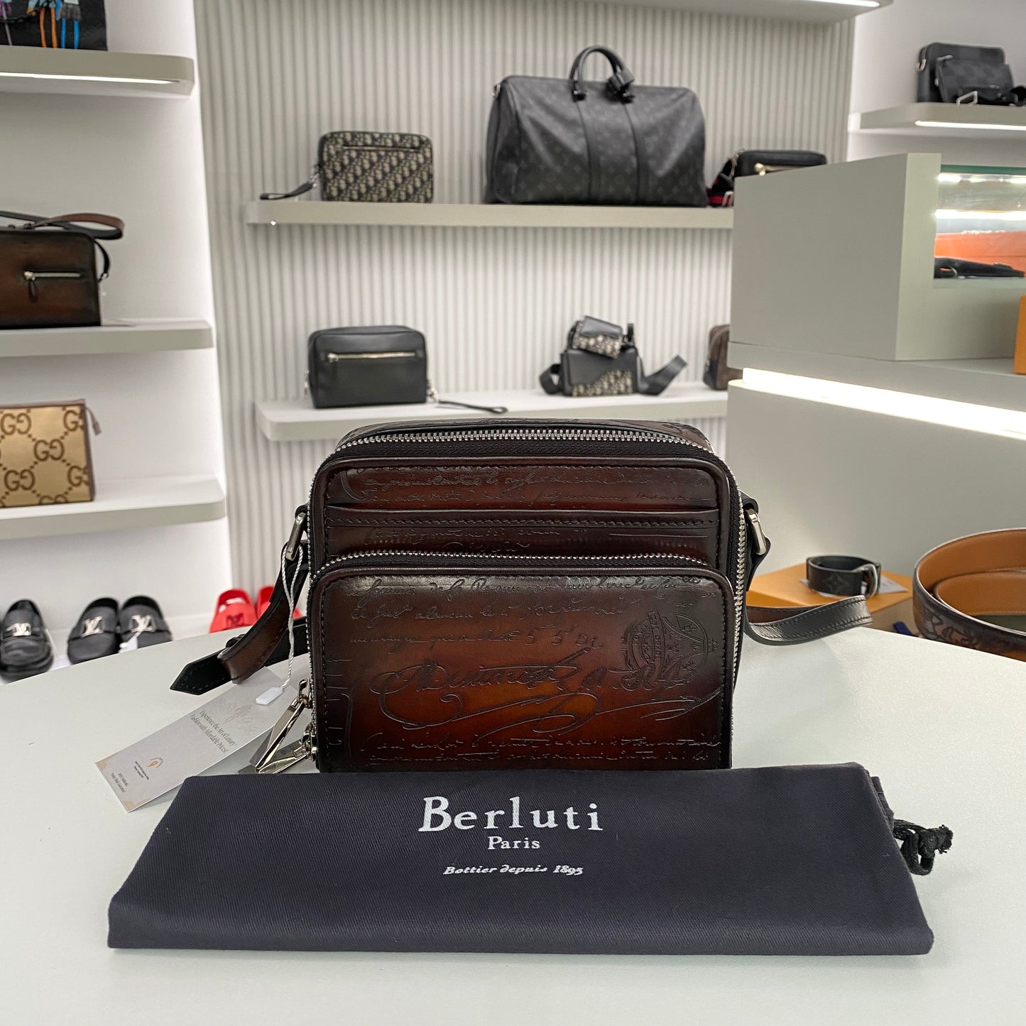 BERLUTI NANO SCRITTO MESSENGER BAG