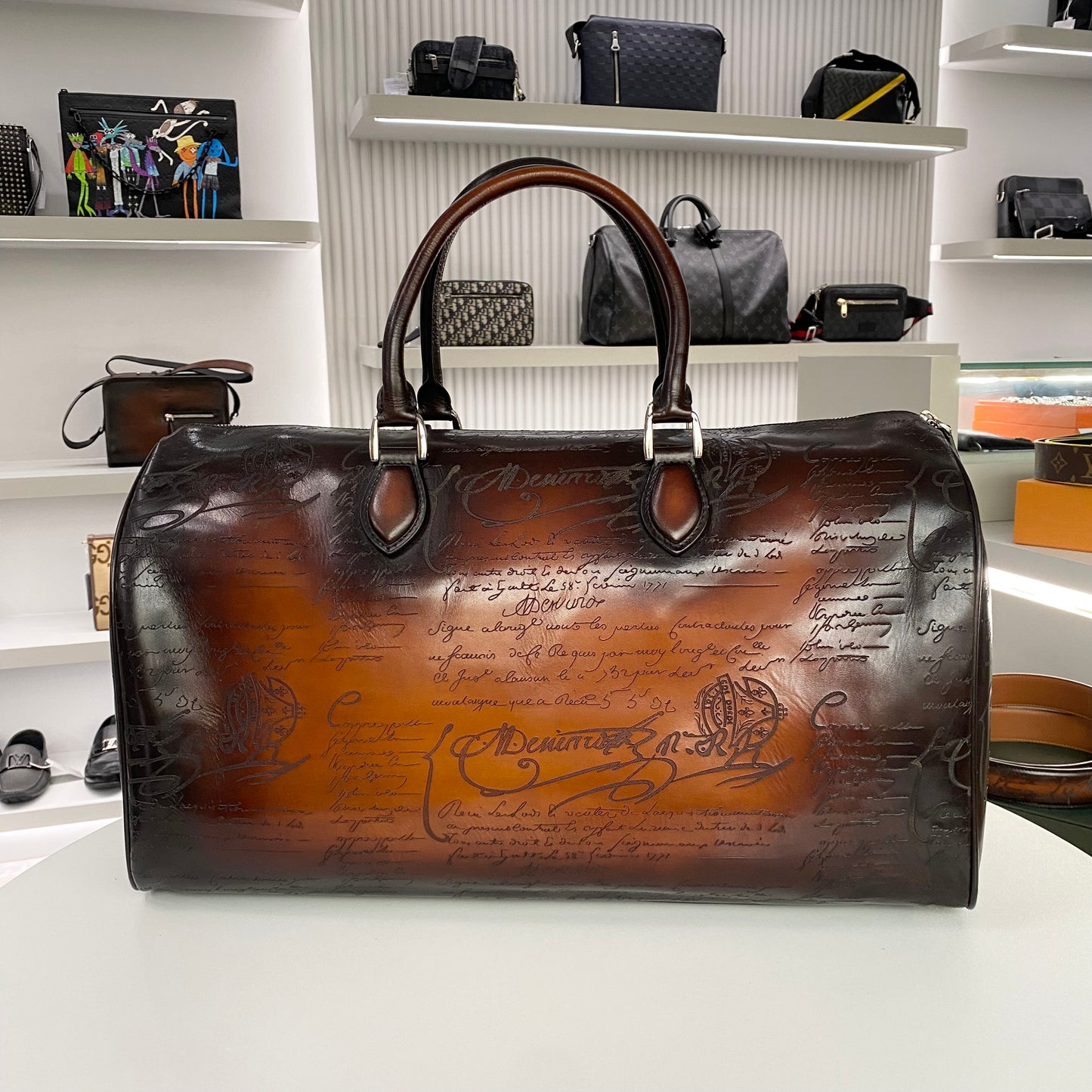 BERLUTI JOUR OFF TRAVEL BAG LEATHER BROWN