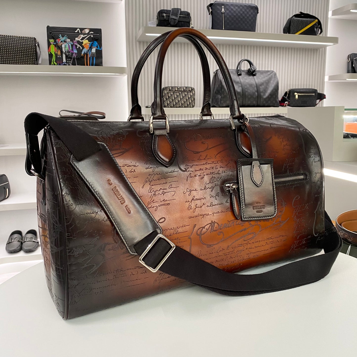 BERLUTI JOUR OFF TRAVEL BAG LEATHER BROWN