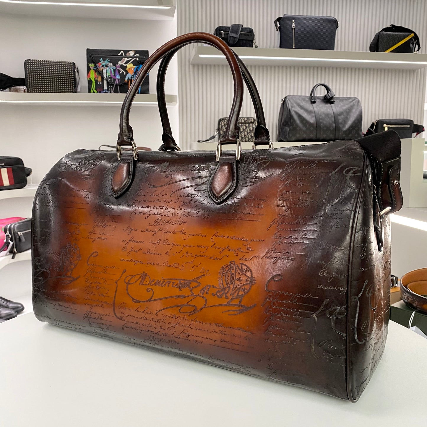 BERLUTI JOUR OFF TRAVEL BAG LEATHER BROWN