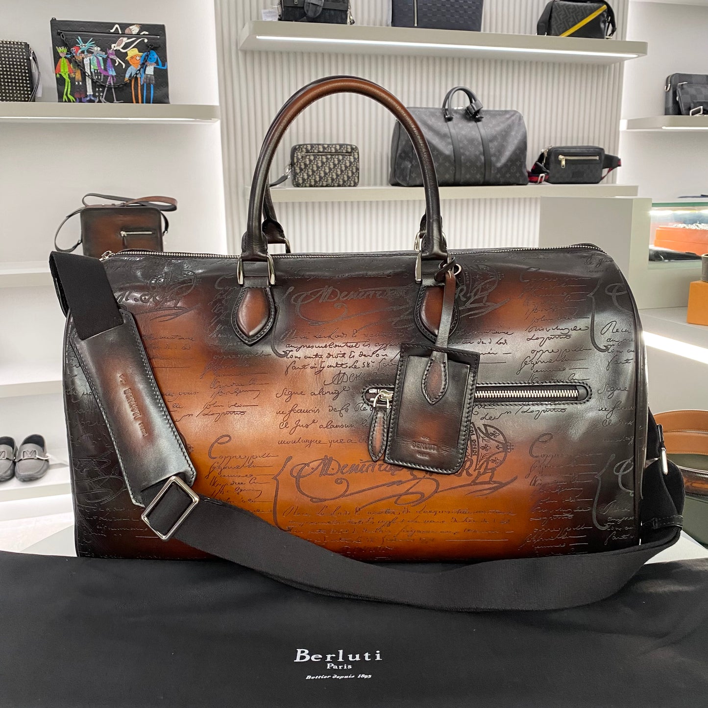 BERLUTI JOUR OFF TRAVEL BAG LEATHER BROWN