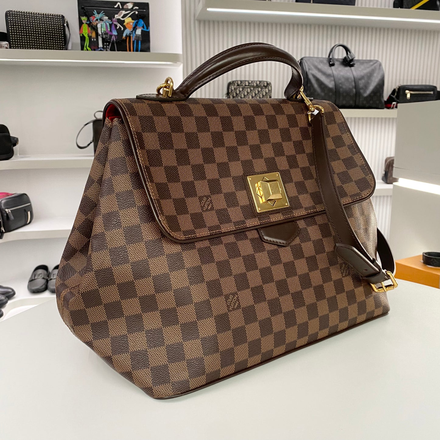 LOUIS VUITTON DAMIER EBENE BERGAMO HAND BAG