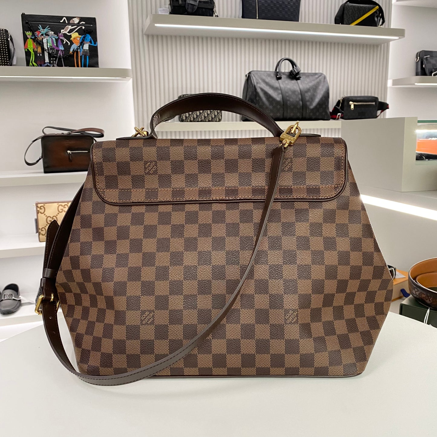 LOUIS VUITTON DAMIER EBENE BERGAMO HAND BAG