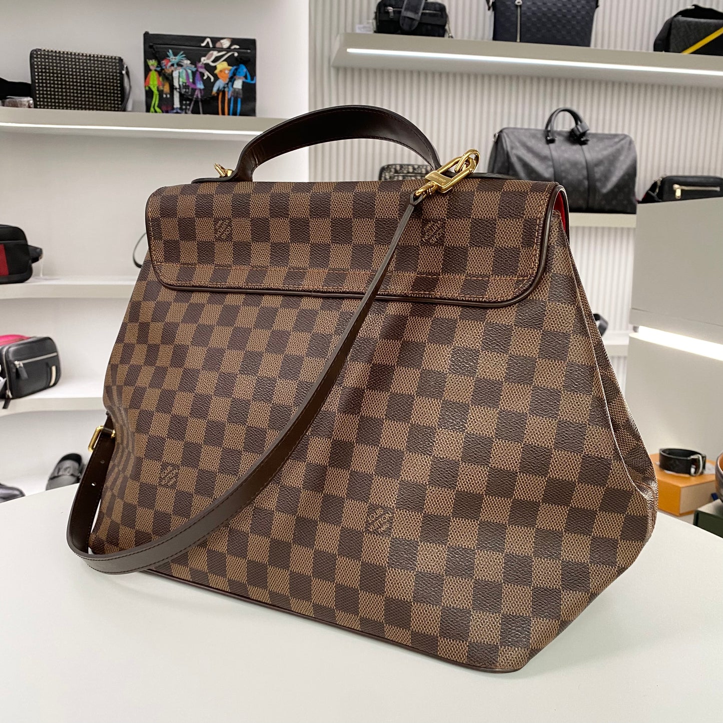 LOUIS VUITTON DAMIER EBENE BERGAMO HAND BAG