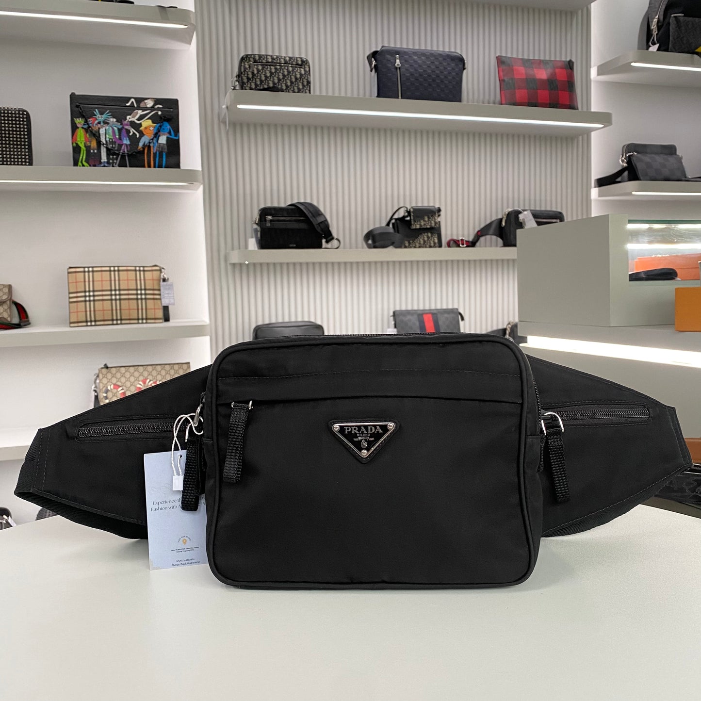 PRADA LOGO SAFFIANO BELT BAG