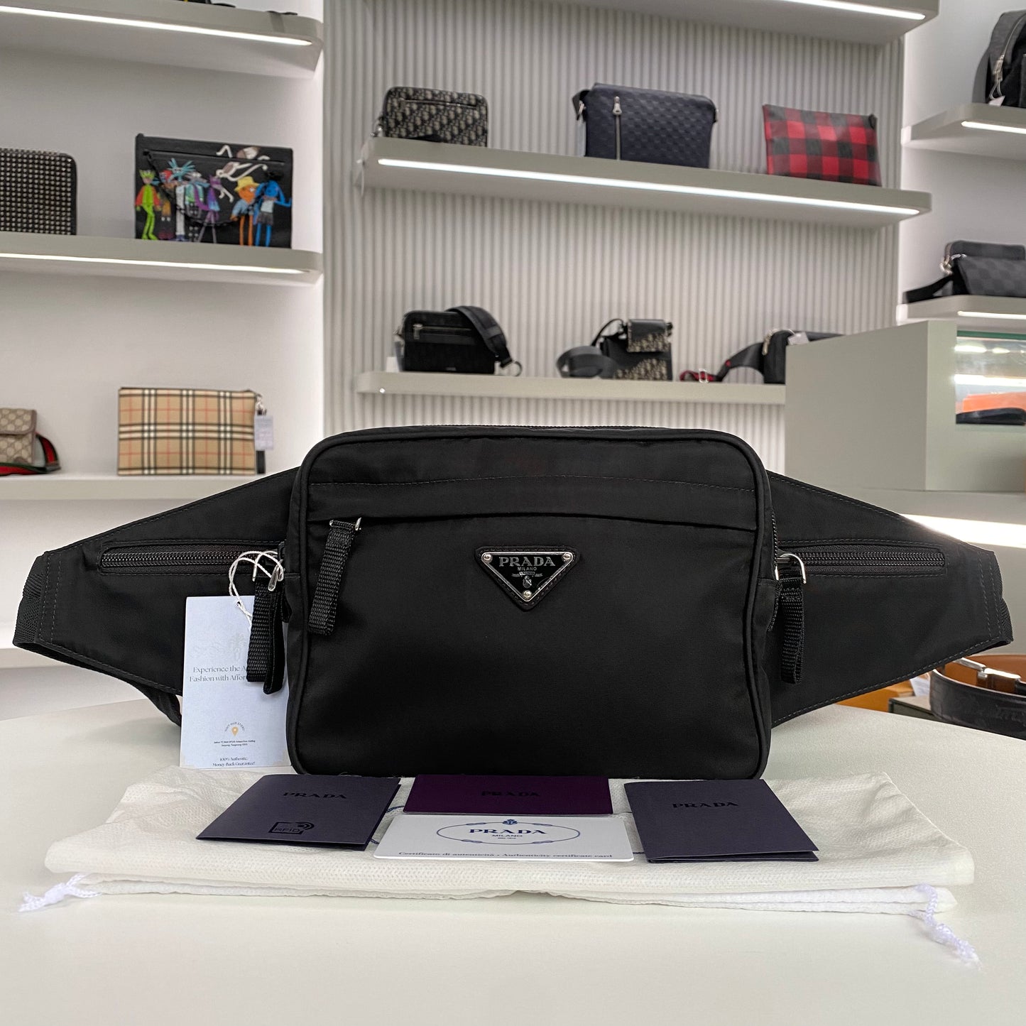 PRADA LOGO SAFFIANO BELT BAG