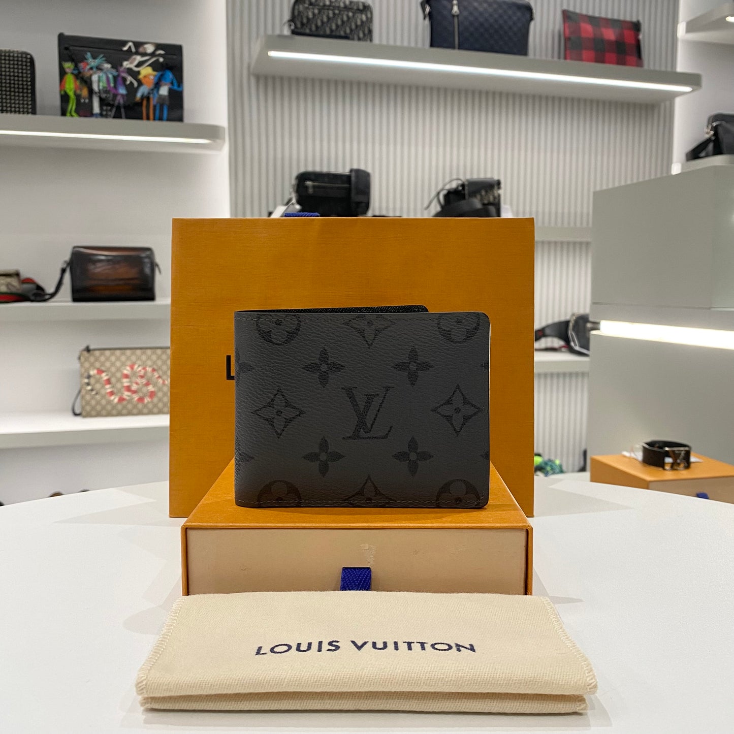 LOUIS VUITTON MONOGRAM ECLIPSE GREY WALLET