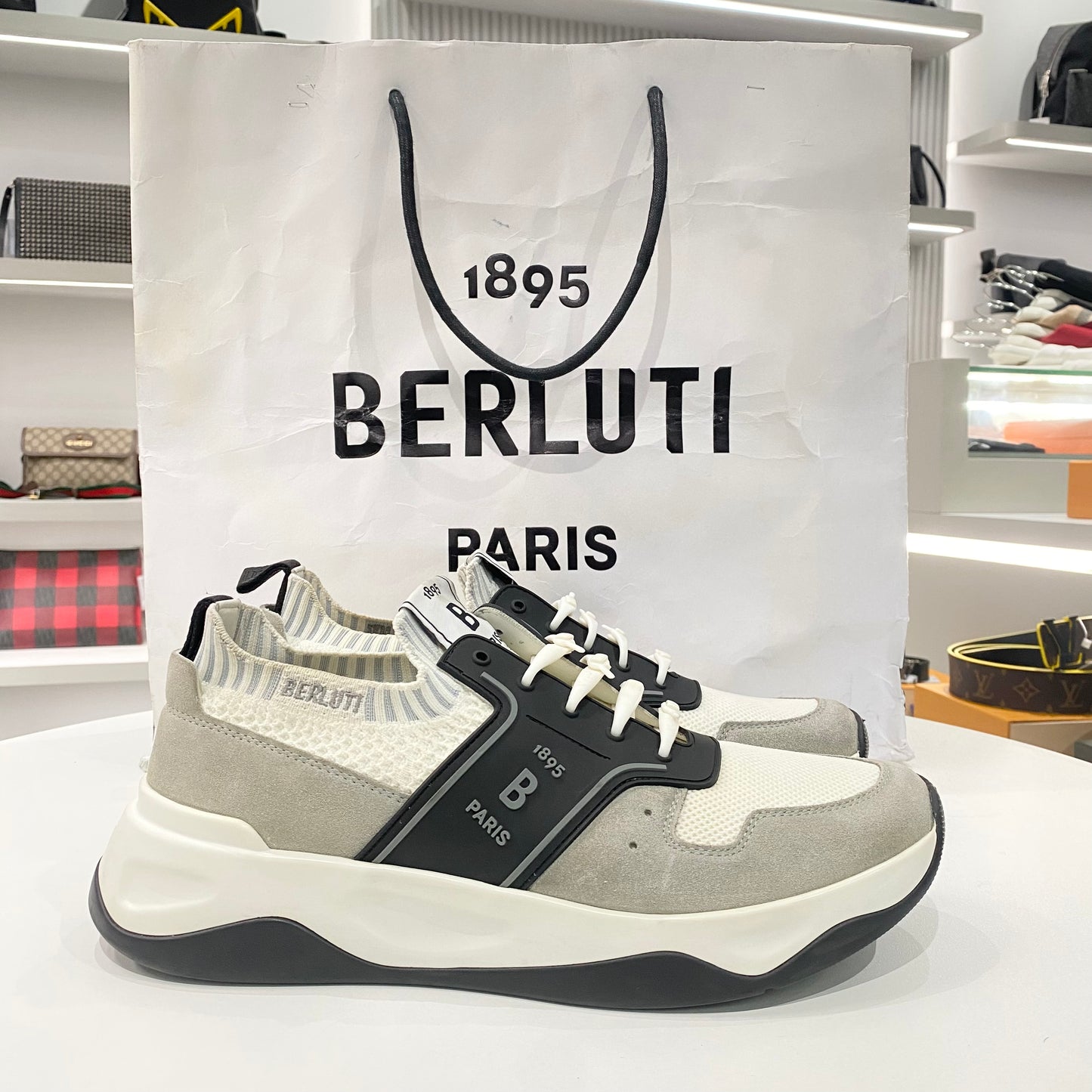 BERLUTI LOGO SNEAKERS GREY