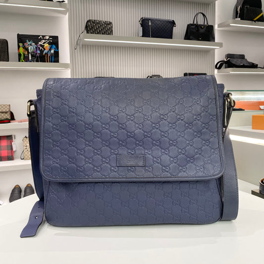 GUCCI GG MICROGUCCISSIMA MESSENGER BAG NAVY