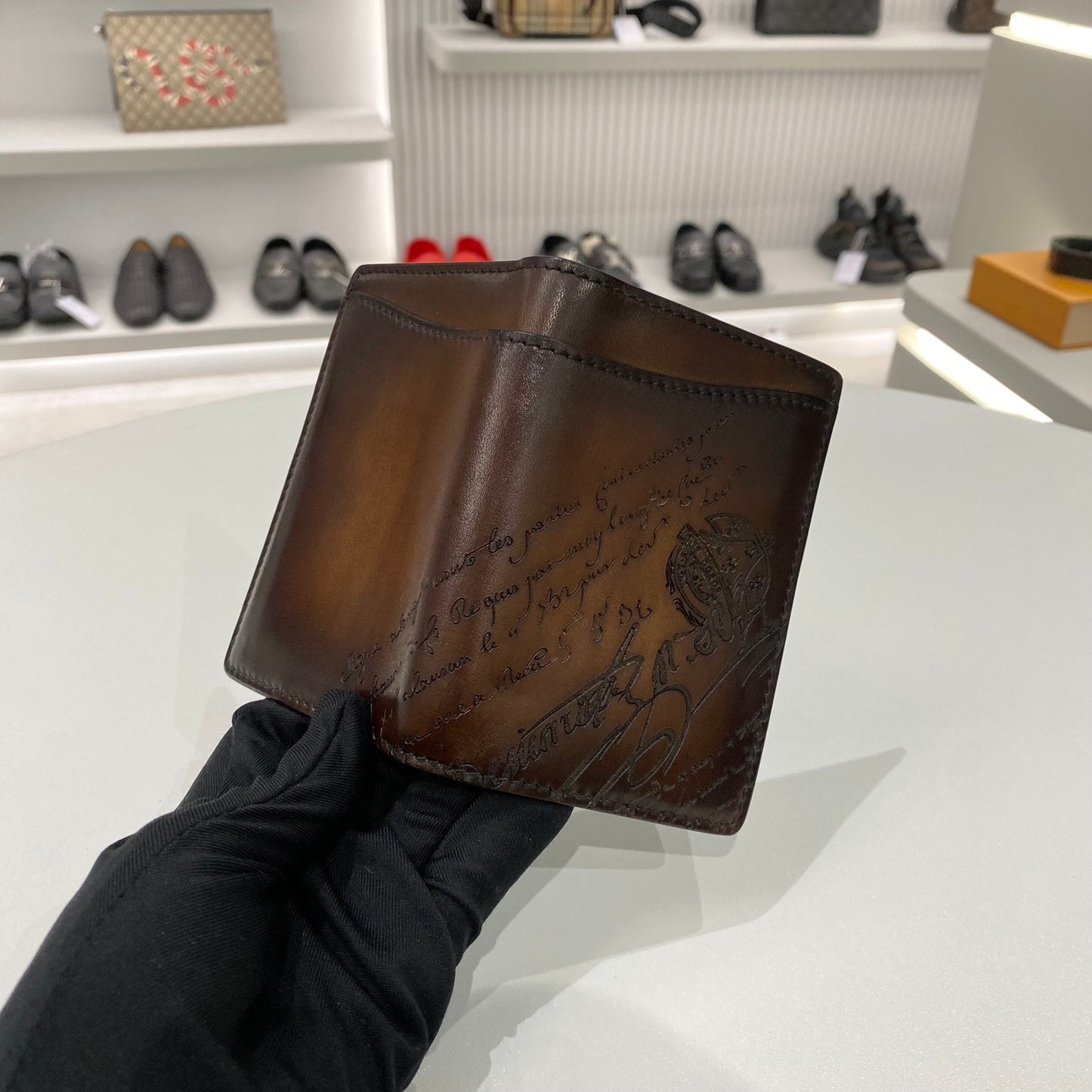 BERLUTI SCRITTO CARD WALLET BROWN